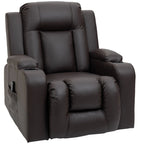 8 Vibration Points Massage Swivel Reclining Chair with Cup Holders in Faux Leather - Available in 2 Colours