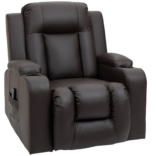 8 Vibration Points Massage Swivel Reclining Chair with Cup Holders in Faux Leather - Available in 2 Colours