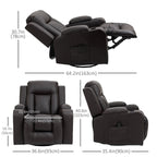 8 Vibration Points Massage Swivel Reclining Chair with Cup Holders in Faux Leather - Available in 2 Colours