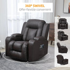 8 Vibration Points Massage Swivel Reclining Chair with Cup Holders in Faux Leather - Available in 2 Colours