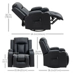 8 Vibration Points Massage Swivel Reclining Chair with Cup Holders in Faux Leather - Available in 2 Colours