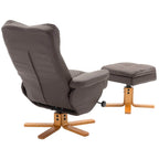 Ergonomic Faux Leather Swivel Recliner and Storage Ottoman in Brown
