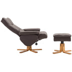 Ergonomic Faux Leather Swivel Recliner and Storage Ottoman in Brown
