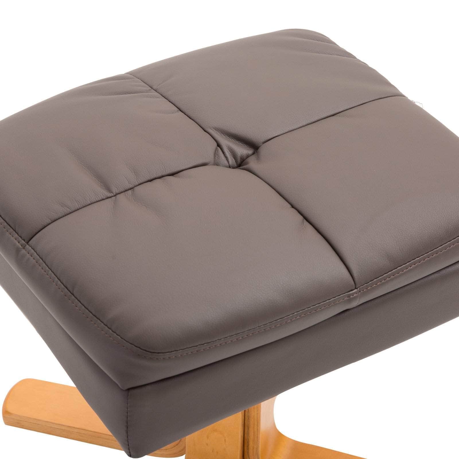 Ergonomic Faux Leather Swivel Recliner and Storage Ottoman in Brown