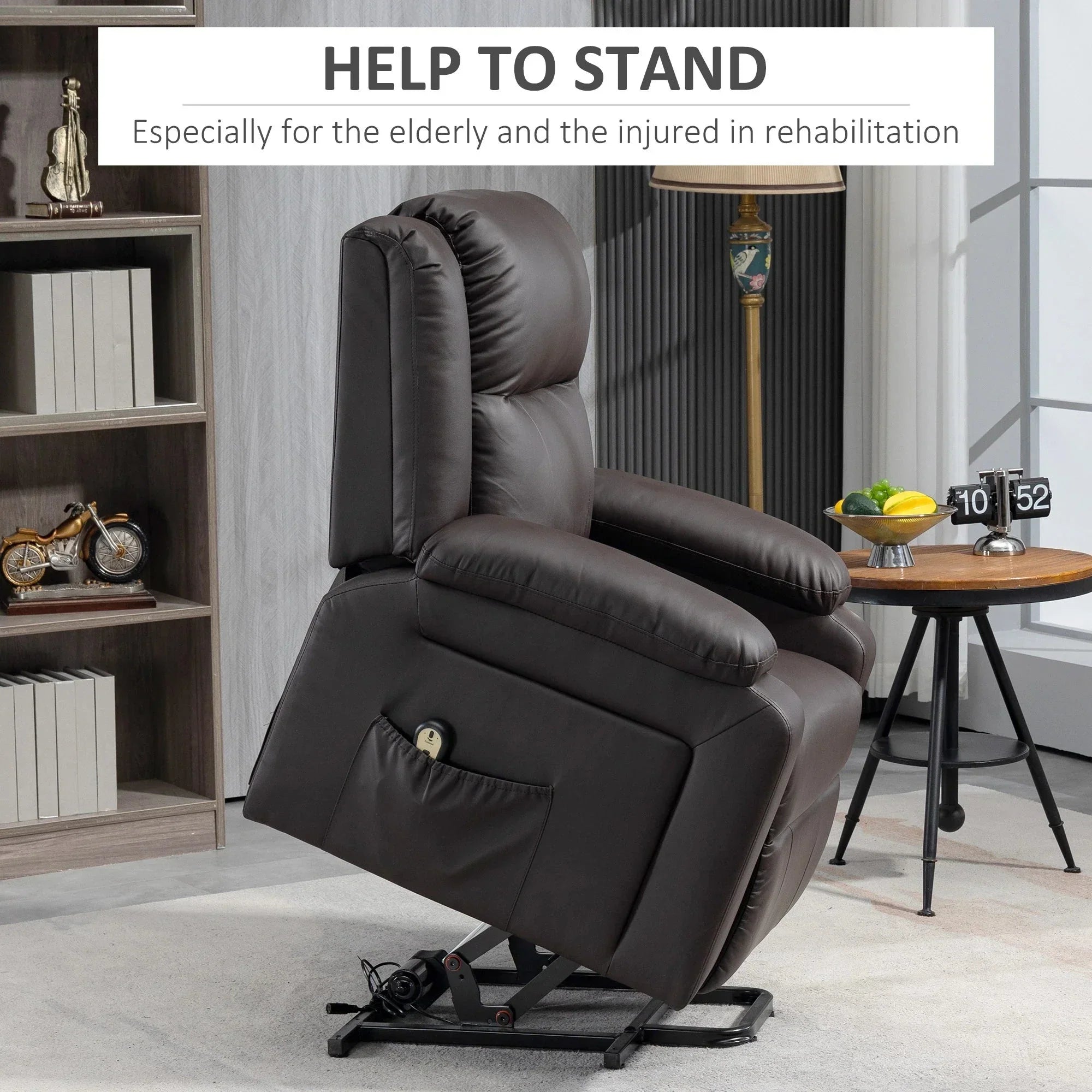 Faux Leather Upholstered Power Lift Recliner Chair - Available in 3 Colours