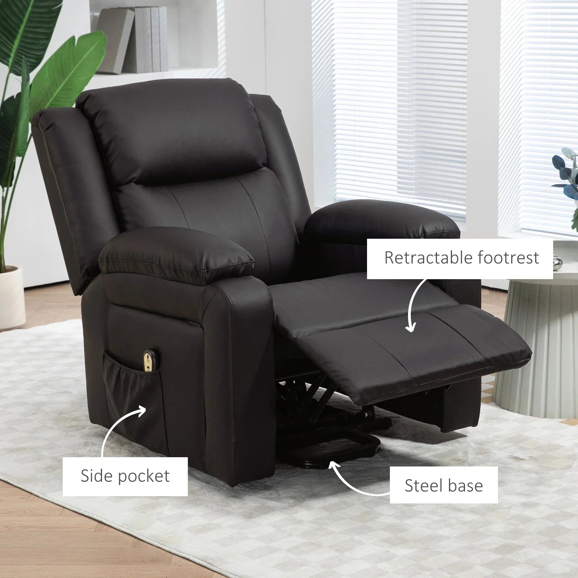 Faux Leather Upholstered Power Lift Recliner Chair - Available in 3 Colours