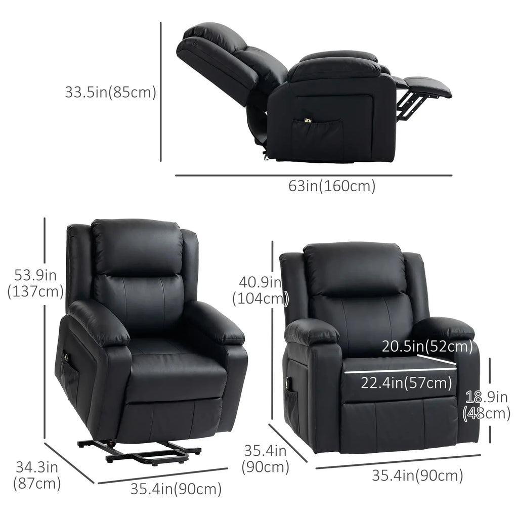 Faux Leather Upholstered Power Lift Recliner Chair - Available in 3 Colours