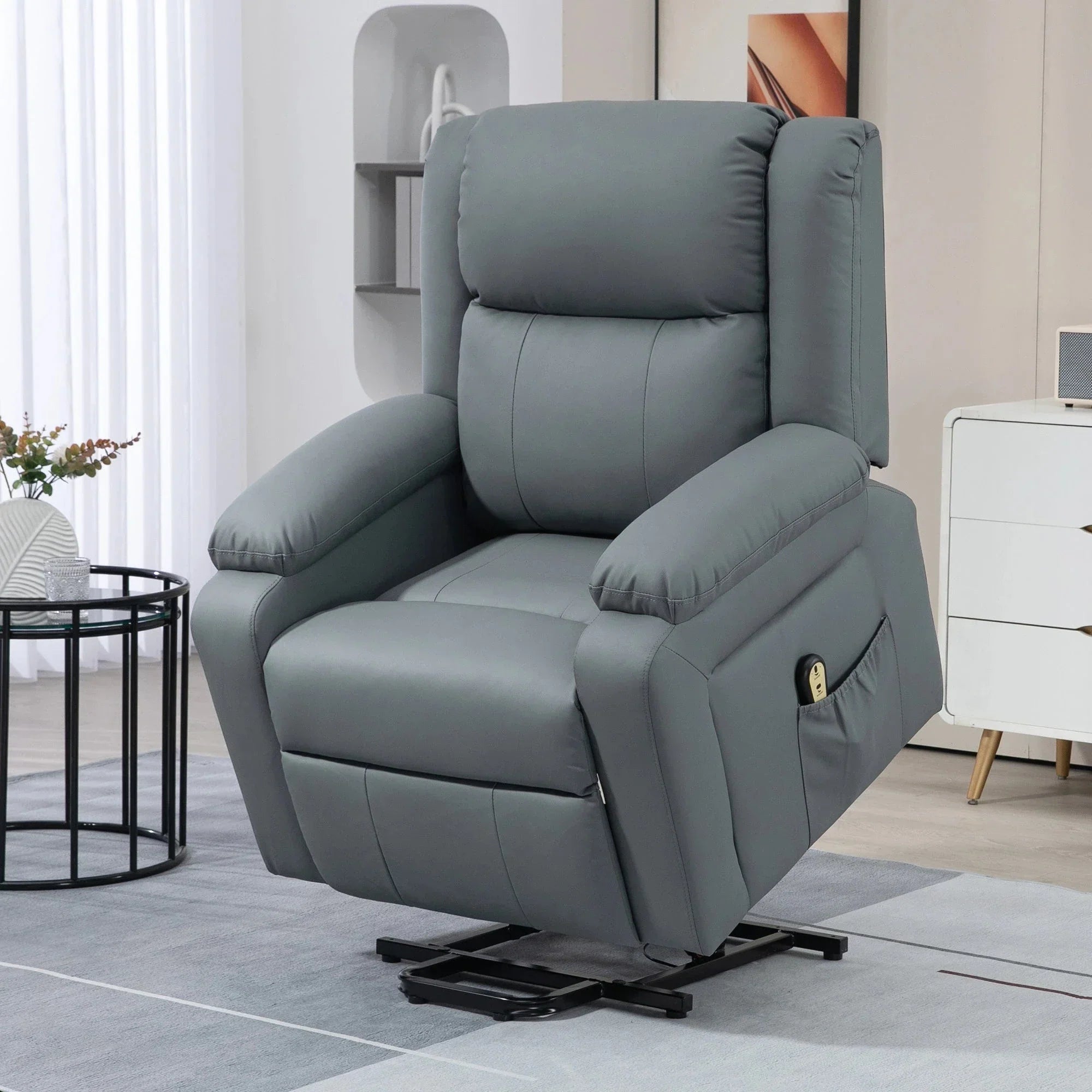 Faux Leather Upholstered Power Lift Recliner Chair - Available in 3 Colours