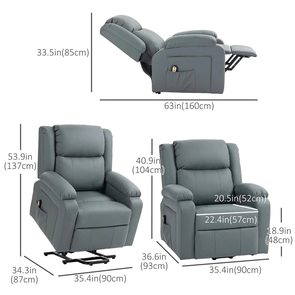 Faux Leather Upholstered Power Lift Recliner Chair - Available in 3 Colours