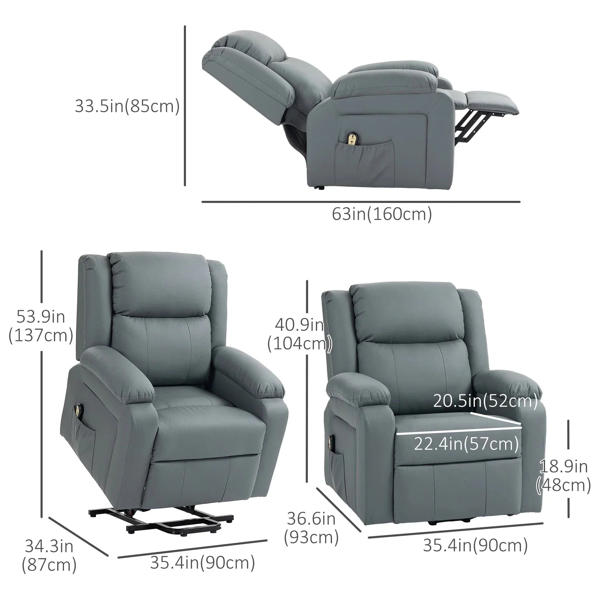 Faux Leather Upholstered Power Lift Recliner Chair - Available in 3 Colours