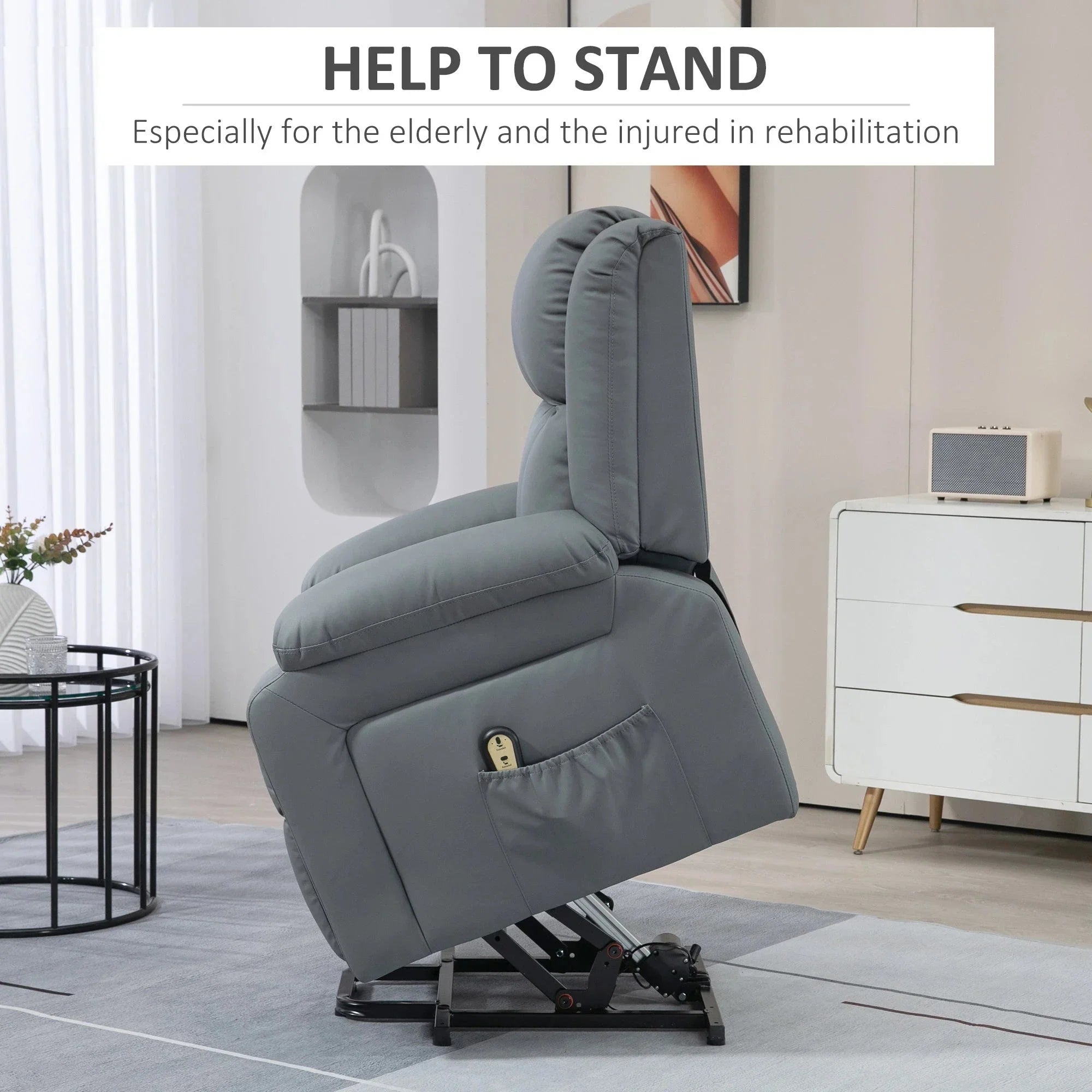 Faux Leather Upholstered Power Lift Recliner Chair - Available in 3 Colours