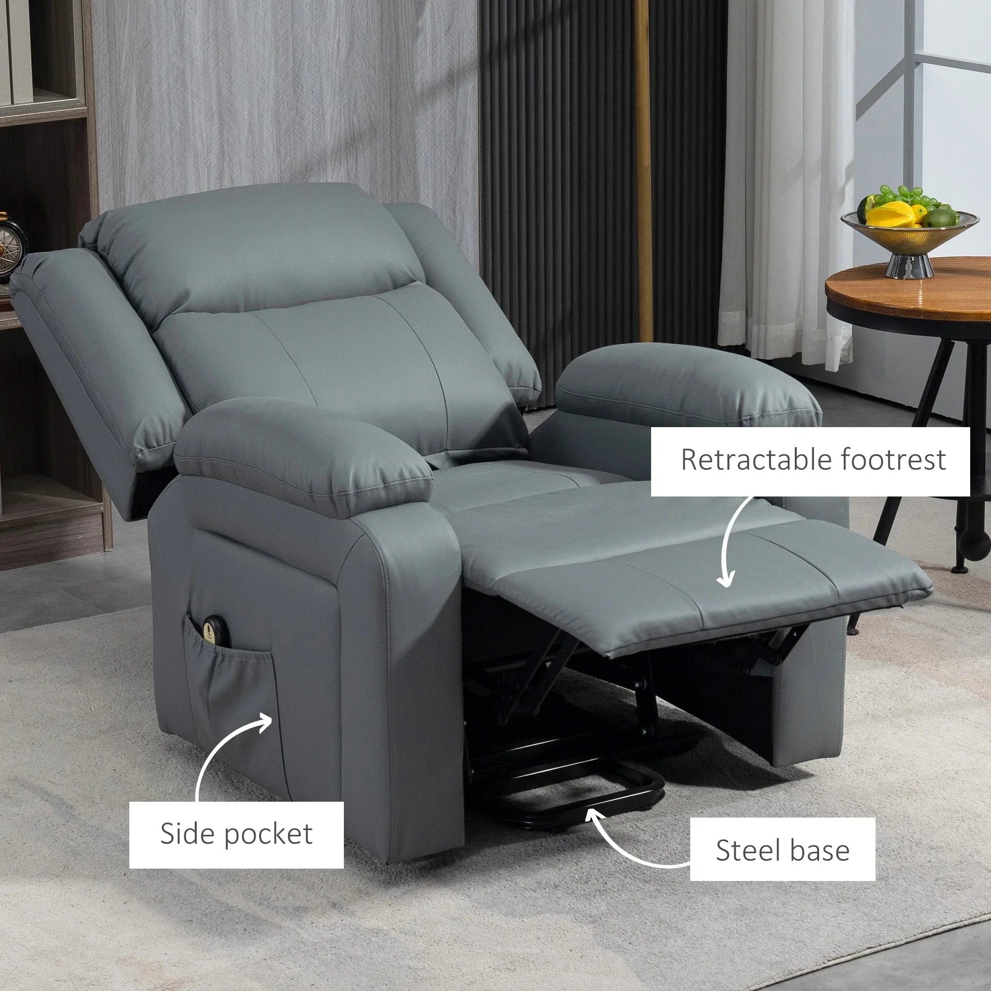 Faux Leather Upholstered Power Lift Recliner Chair - Available in 3 Colours