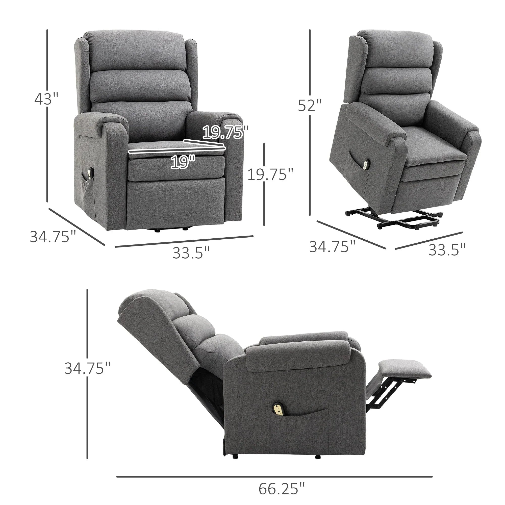 Lift Power Recliner Chair - Available in 3 Colours