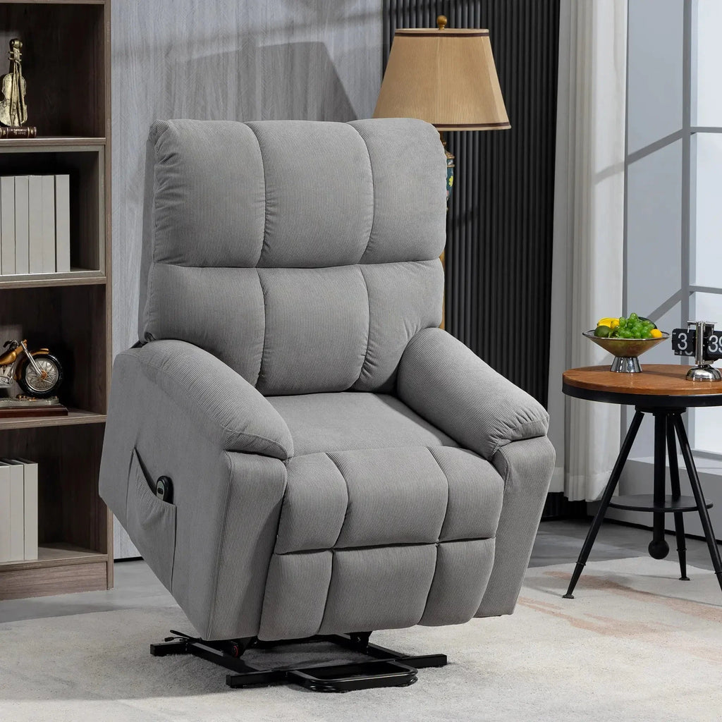 Microfibre Upholstered Power Lift Recliner Chair in Grey