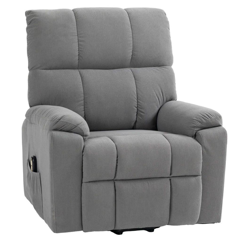 Microfibre Upholstered Power Lift Recliner Chair in Grey