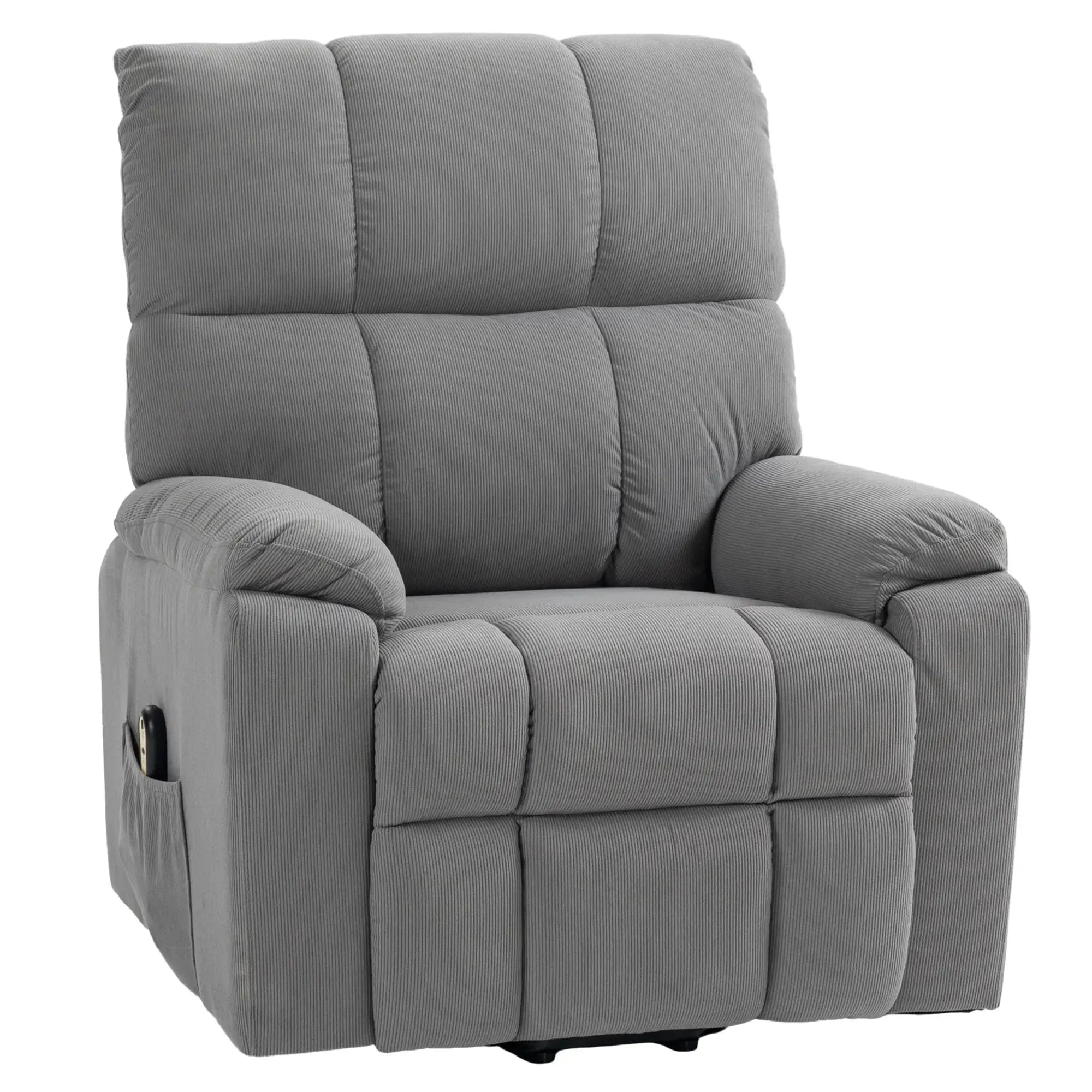 Microfibre Upholstered Power Lift Recliner Chair in Grey