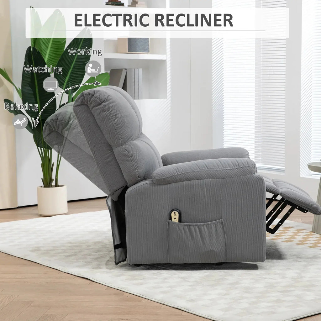 Microfibre Upholstered Power Lift Recliner Chair in Grey