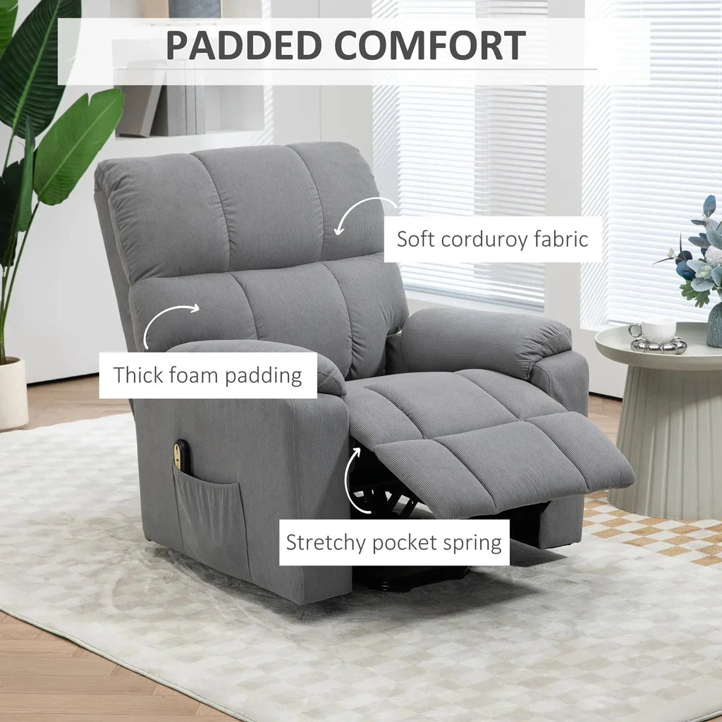 Microfibre Upholstered Power Lift Recliner Chair in Grey