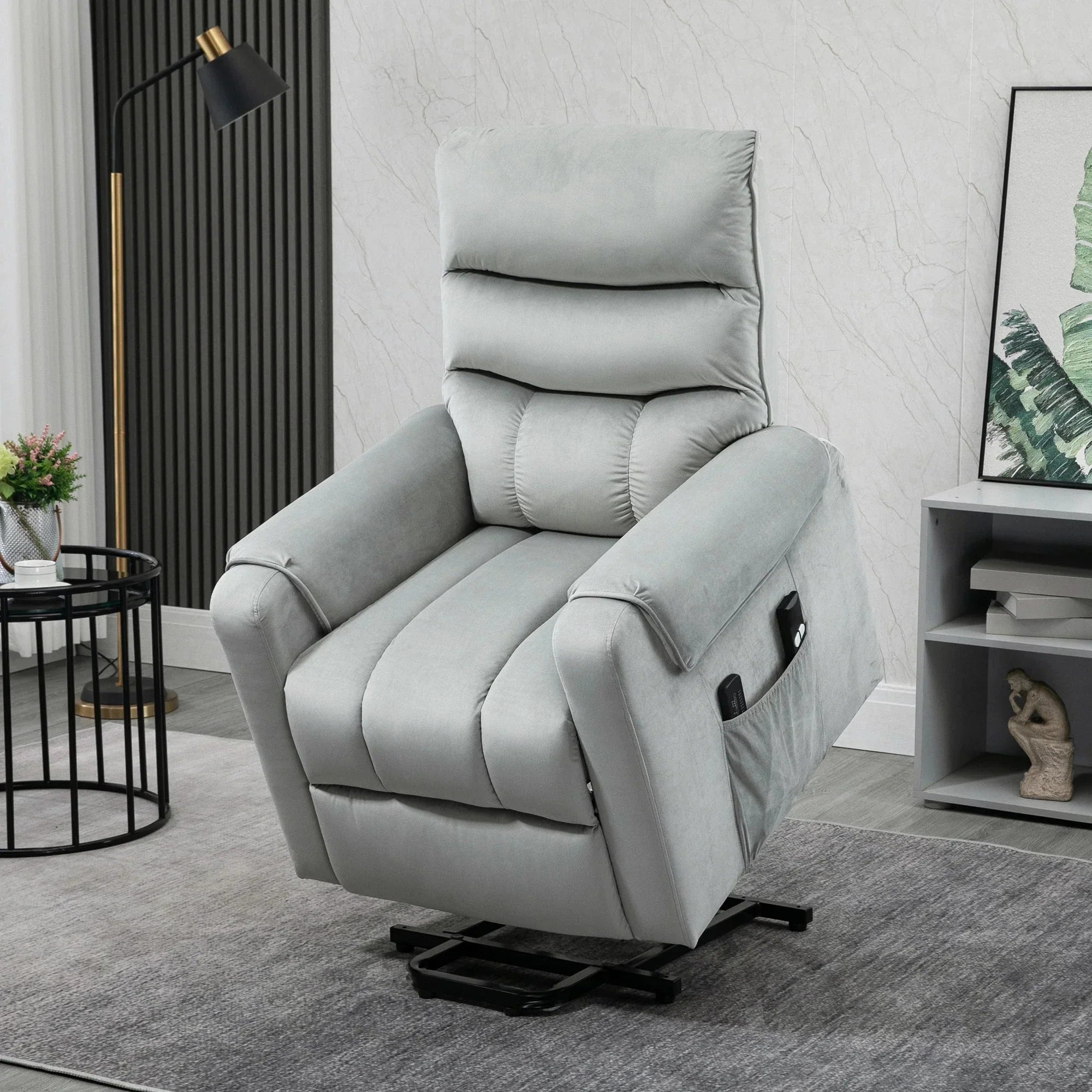 Power Massage Lift Recliner Chair with 8 Vibration Points in Grey