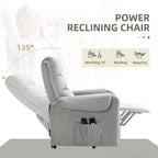 Power Massage Lift Recliner Chair with 8 Vibration Points in Grey