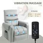 Power Massage Lift Recliner Chair with 8 Vibration Points in Grey