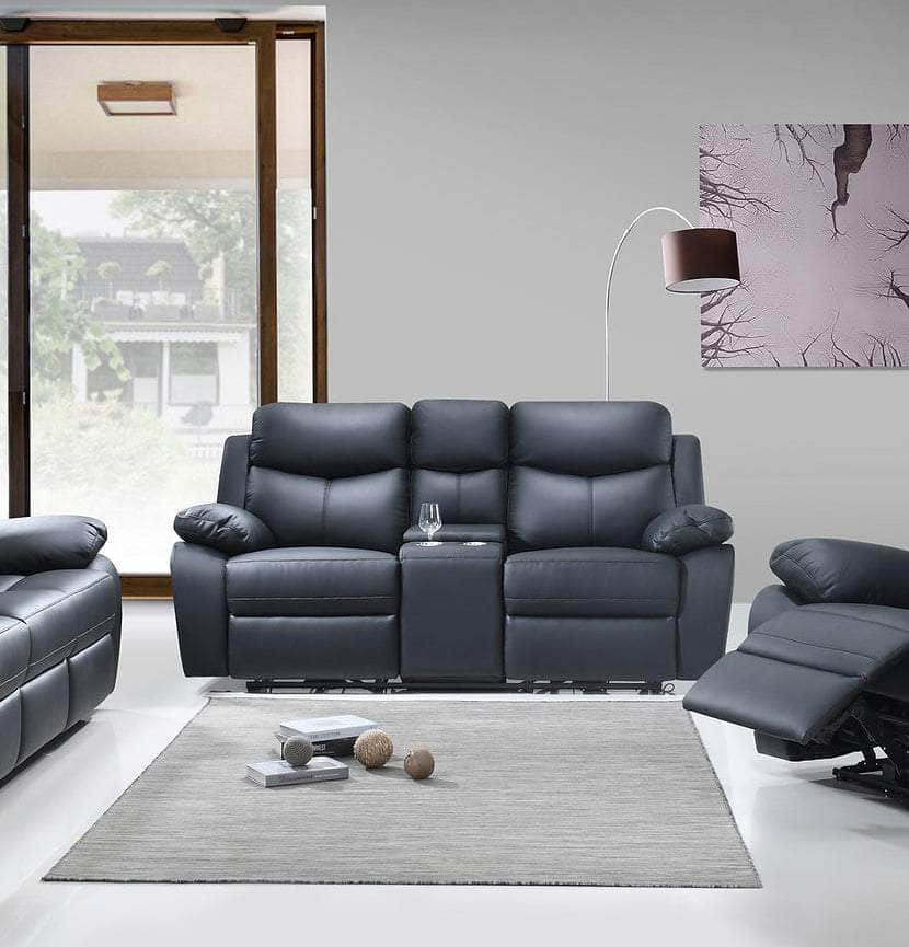 Whitby Power Reclining Loveseat with Console in Leather Match - Available in 2 Colours