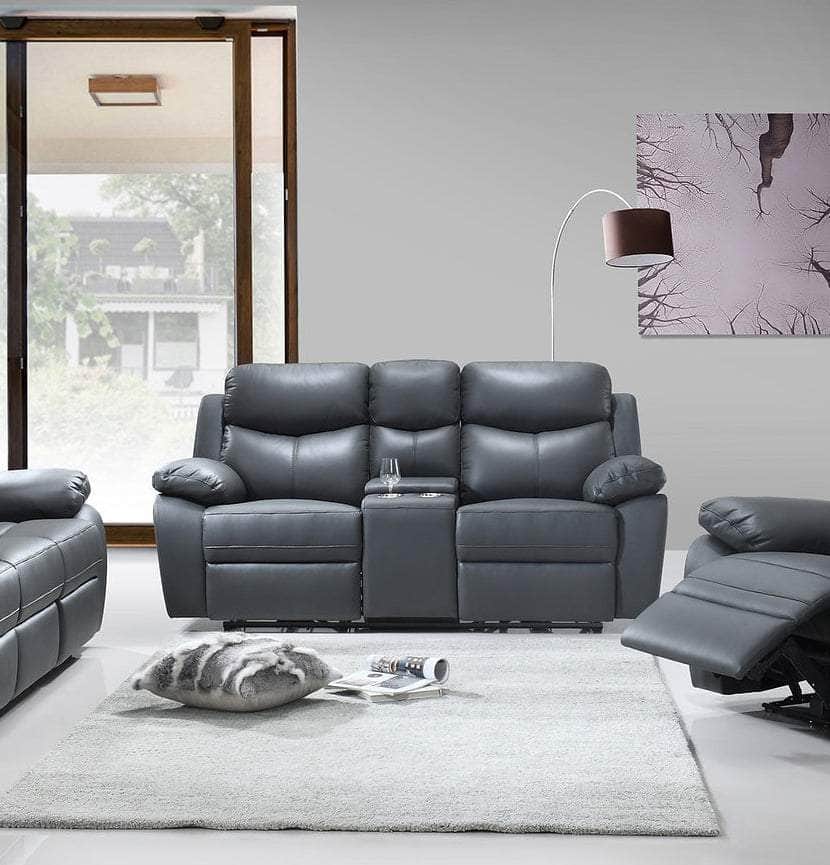 Whitby Power Reclining Loveseat with Console in Leather Match - Available in 2 Colours