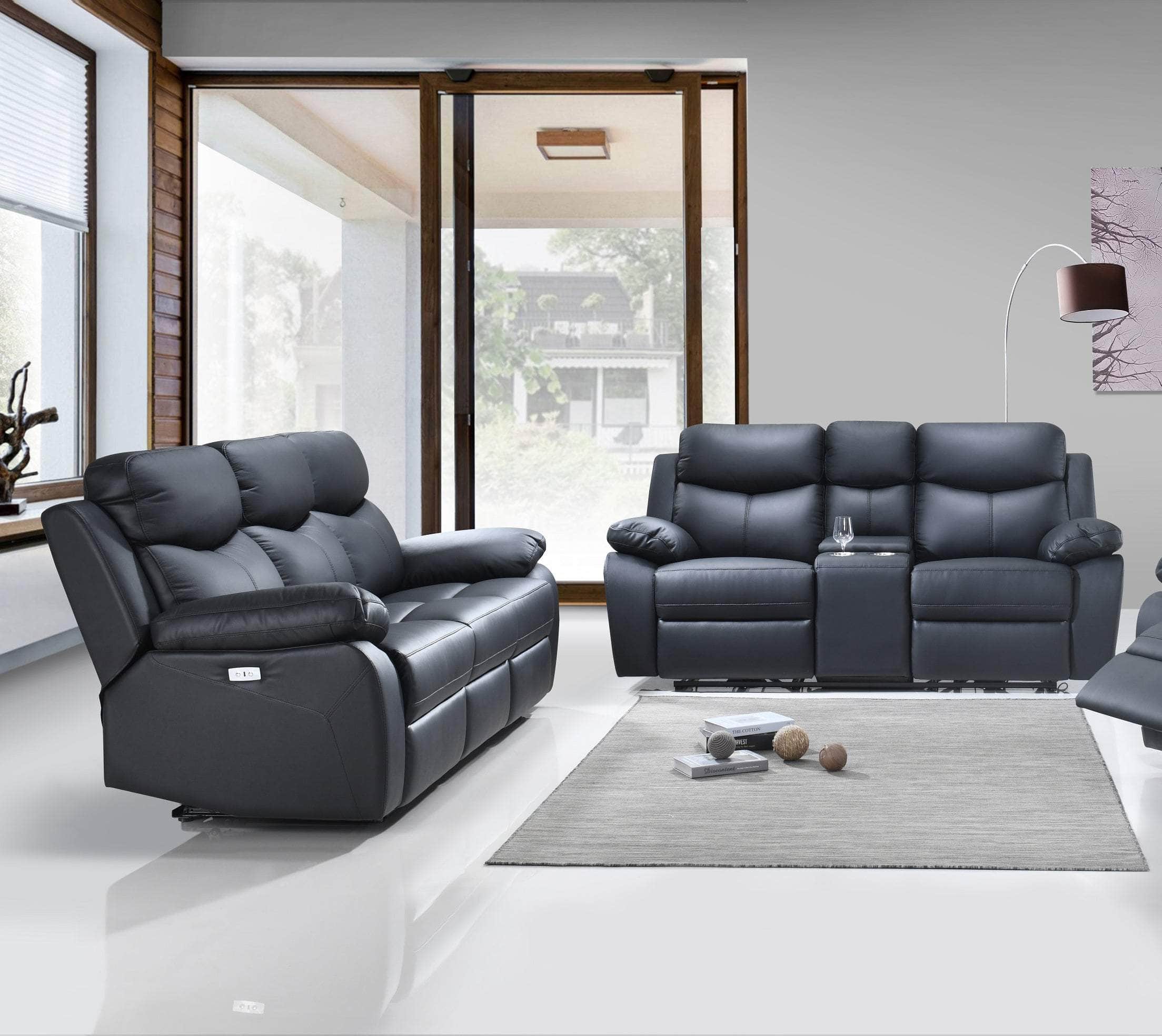 Whitby 3 Piece Power Reclining Sofa, Loveseat and Chair Set in Leather Match - Available in 2 Colours