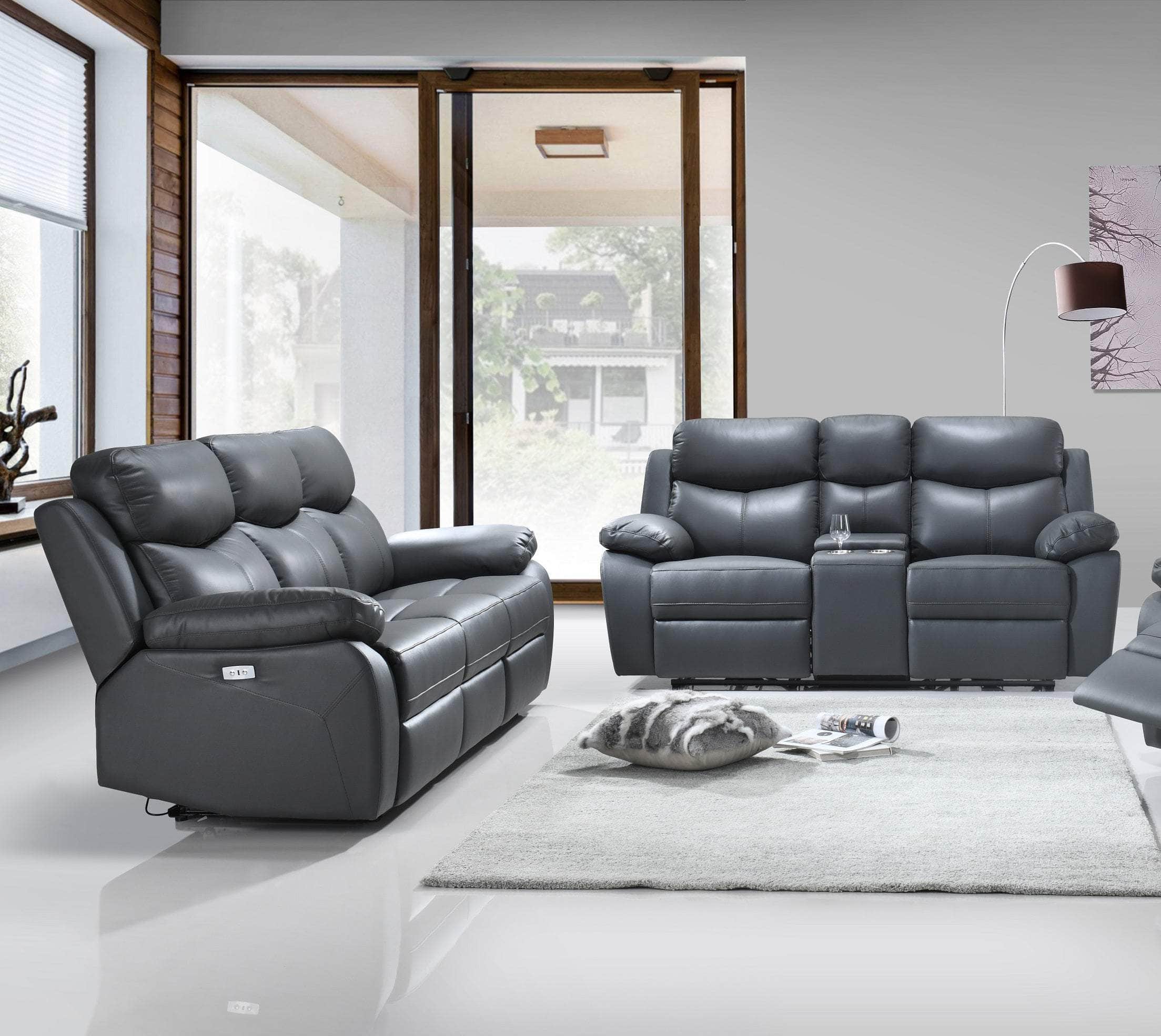 Whitby 3 Piece Power Reclining Sofa, Loveseat and Chair Set in Leather Match - Available in 2 Colours