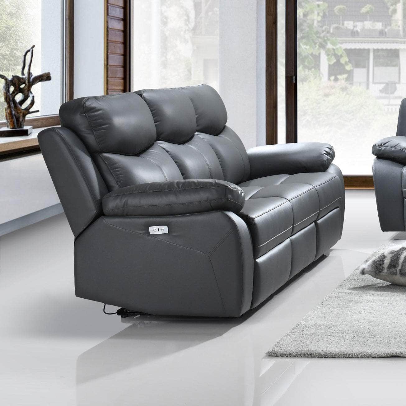 Whitby 3 Piece Power Reclining Sofa, Loveseat and Chair Set in Leather Match - Available in 2 Colours