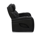 Nexus 38" Power Reclining Chair with Adjustable Headrest, Storage and Cupholders in Black Leather