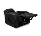 Nexus 38" Power Reclining Chair with Adjustable Headrest, Storage and Cupholders in Black Leather