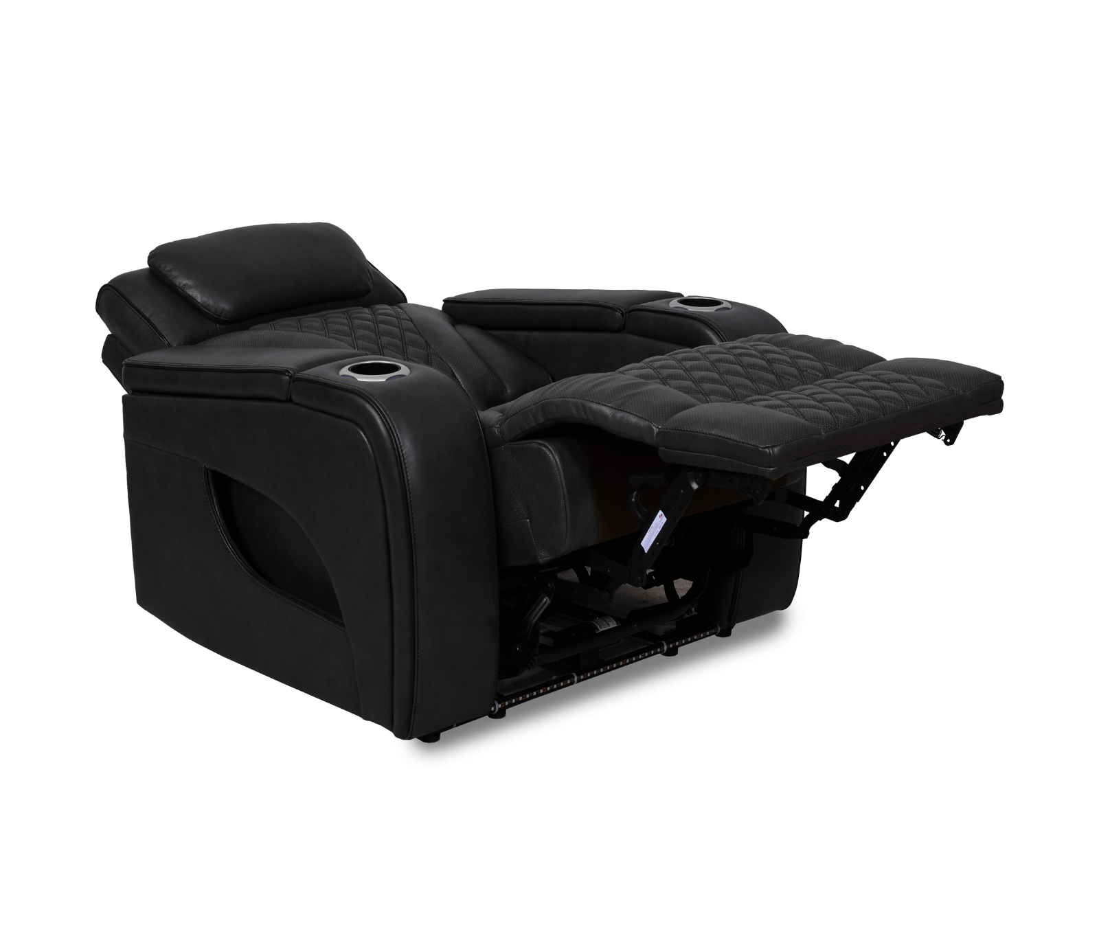 Nexus 38" Power Reclining Chair with Adjustable Headrest, Storage and Cupholders in Black Leather