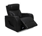 Nexus 38" Power Reclining Chair with Adjustable Headrest, Storage and Cupholders in Black Leather