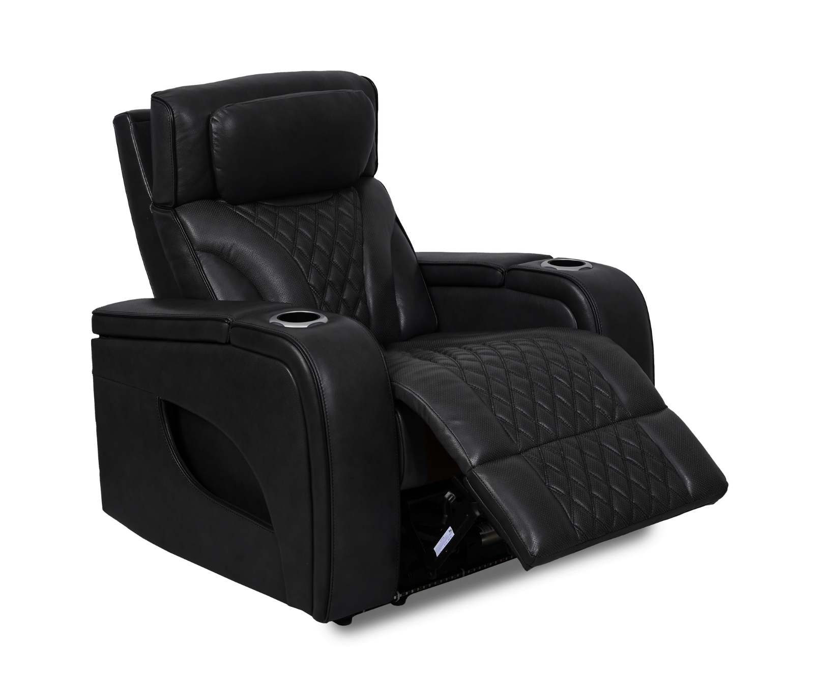 Nexus 38" Power Reclining Chair with Adjustable Headrest, Storage and Cupholders in Black Leather
