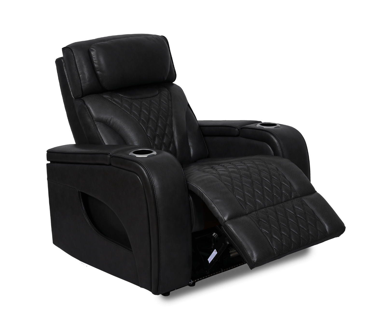 Nexus 38" Power Reclining Chair with Adjustable Headrest, Storage and Cupholders in Black Leather