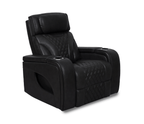 Nexus 38" Power Reclining Chair with Adjustable Headrest, Storage and Cupholders in Black Leather