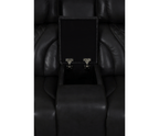Nexus 74" Power Reclining Loveseat with Console, Adjustable Headrest, Storage and Cupholders in Black Leather