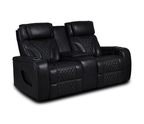 Nexus 74" Power Reclining Loveseat with Console, Adjustable Headrest, Storage and Cupholders in Black Leather