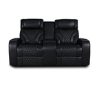 Nexus 74" Power Reclining Loveseat with Console, Adjustable Headrest, Storage and Cupholders in Black Leather