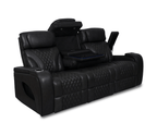 Nexus 86" Power Reclining Sofa with Adjustable Headrest, Storage and Cupholders in Black Leather