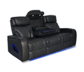 Nexus 86" Power Reclining Sofa with Adjustable Headrest, Storage and Cupholders in Black Leather