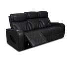 Nexus 86" Power Reclining Sofa with Adjustable Headrest, Storage and Cupholders in Black Leather