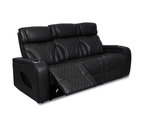 Nexus 86" Power Reclining Sofa with Adjustable Headrest, Storage and Cupholders in Black Leather