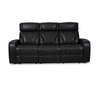 Nexus 86" Power Reclining Sofa with Adjustable Headrest, Storage and Cupholders in Black Leather