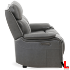 Brindle 62" Power Reclining 2 Seater Loveseat in Charcoal Leather Match