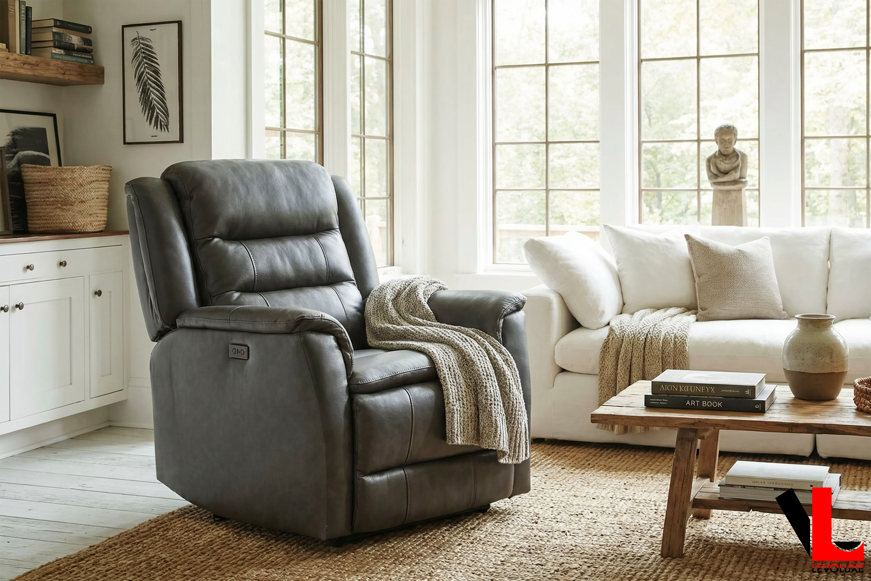 Carter 35" Power Reclining Chair in Leather Match - Available in 2 Colours