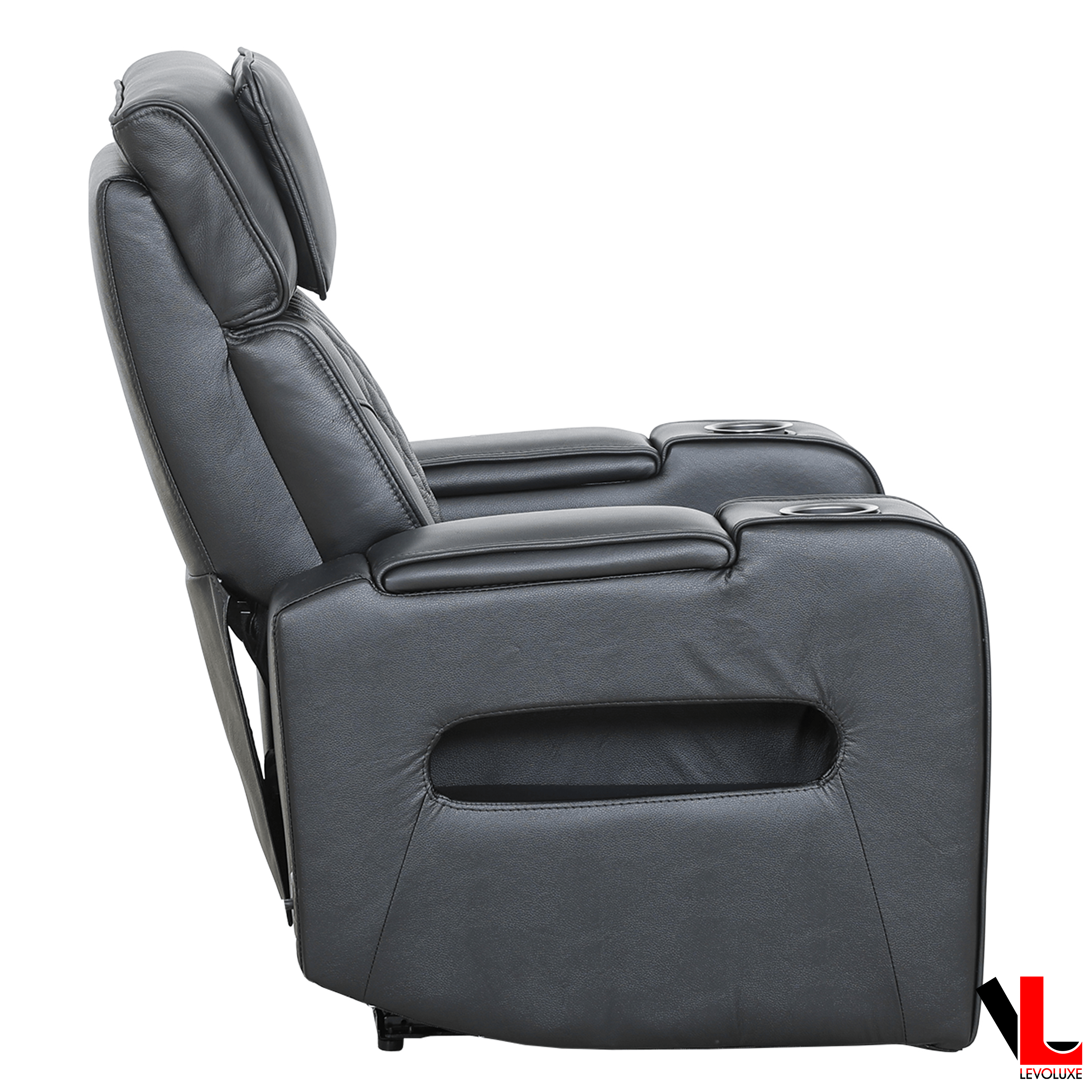 Levoluxe Colton 37" Leather Match Power Glider Reclining Chair with Power Headrest, Cupholders and Storage, image 7