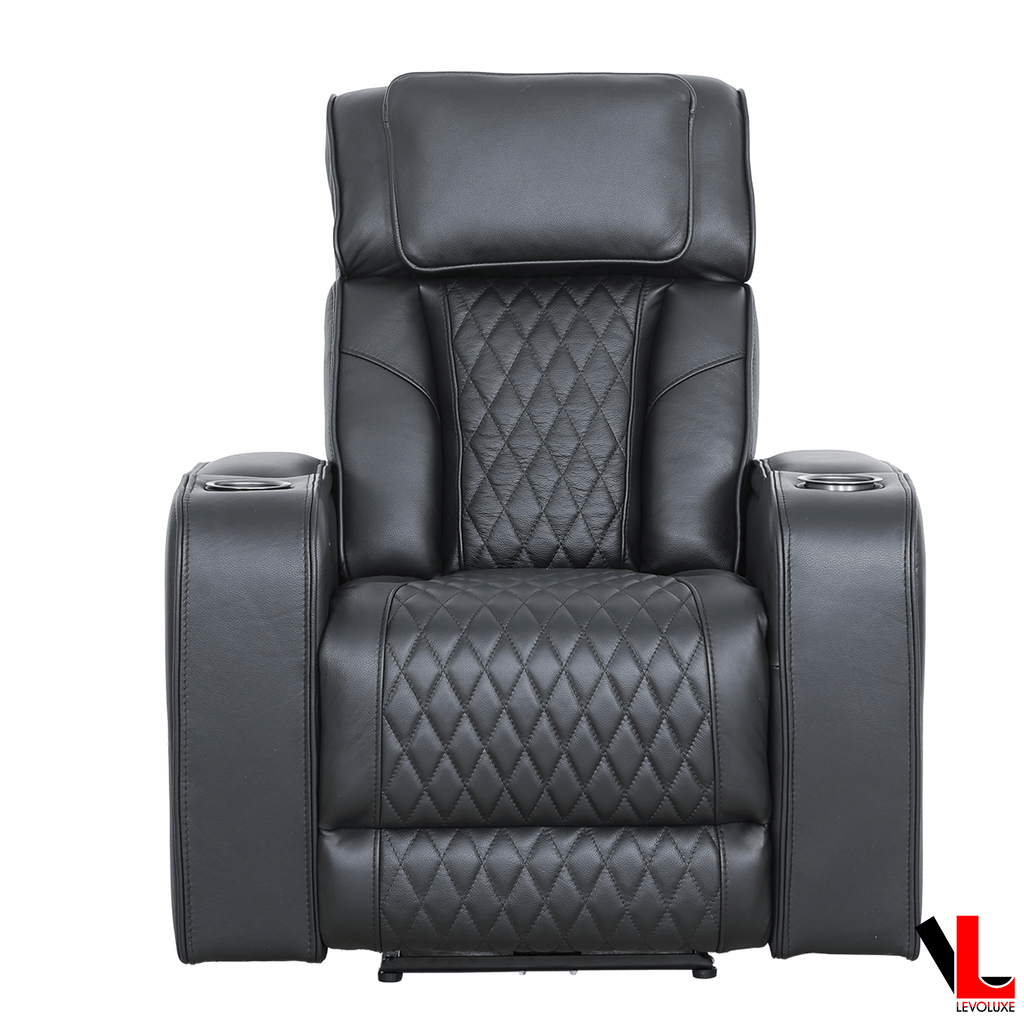 Levoluxe Colton 37" Leather Match Power Glider Reclining Chair with Power Headrest, Cupholders and Storage, image 5