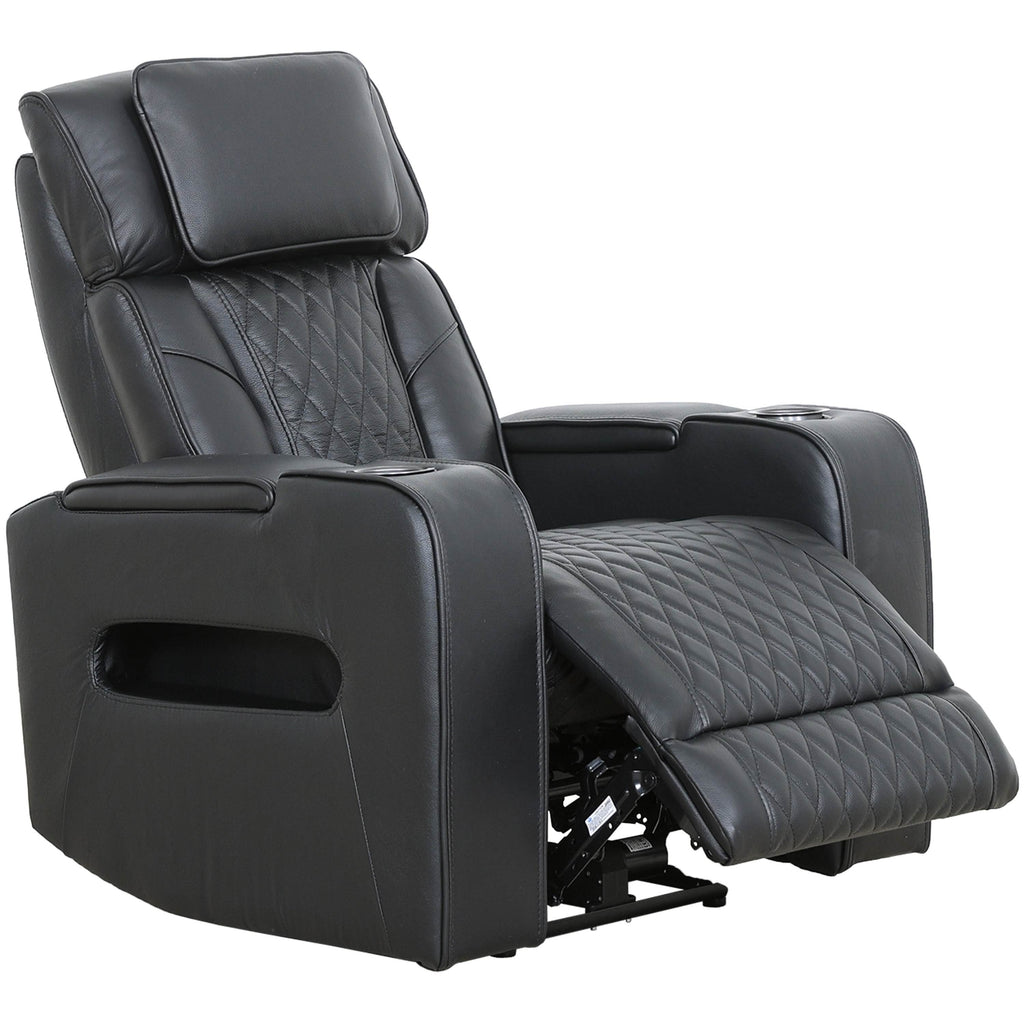 Levoluxe Chair Black Colton 37" Leather Match Power Reclining Chair with Power Headrest, Cupholders and Storage - Available in 2 Colours